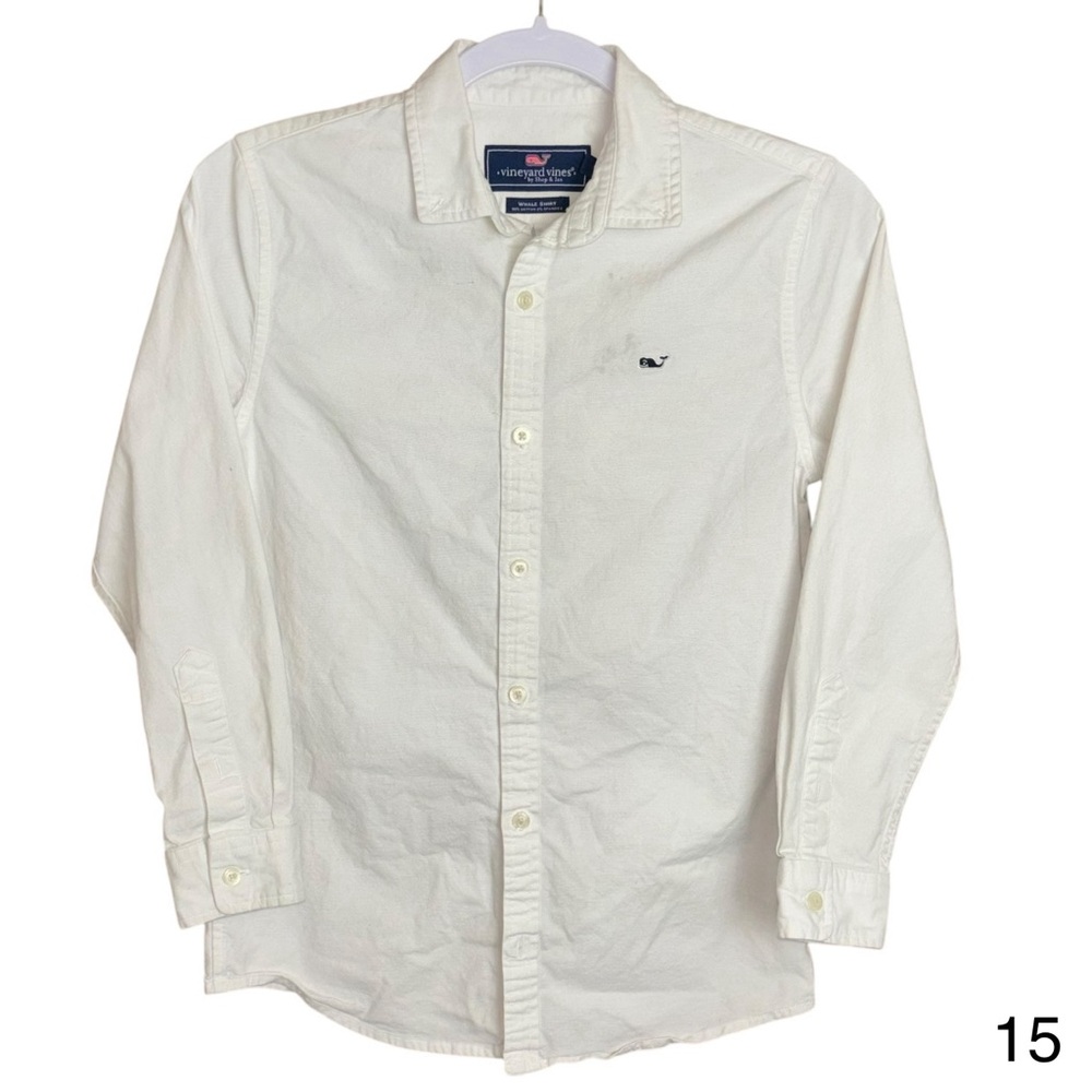 vineyard vines whale shirt mens medium white long sleeve button up school casual